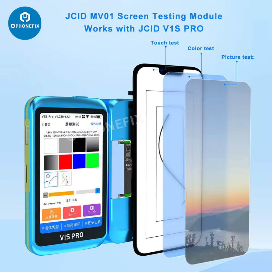 JCID MV01 Bildschirmtestmodul für V1S Pro Programmierer zur LCD-Vollfunktionstestung von iPhone, Huawei, Samsung und Xiaomi Android-Displays in Blau - Bild 2