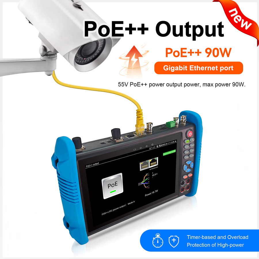 WANGLU 7-Zoll CCTV IPC Kameratester mit 8 MP, H.265, AHD, CVI, TVI, SDI, VGA und HDMI-Eingang für die Sicherheitsüberwachung, Blau - Bild 3