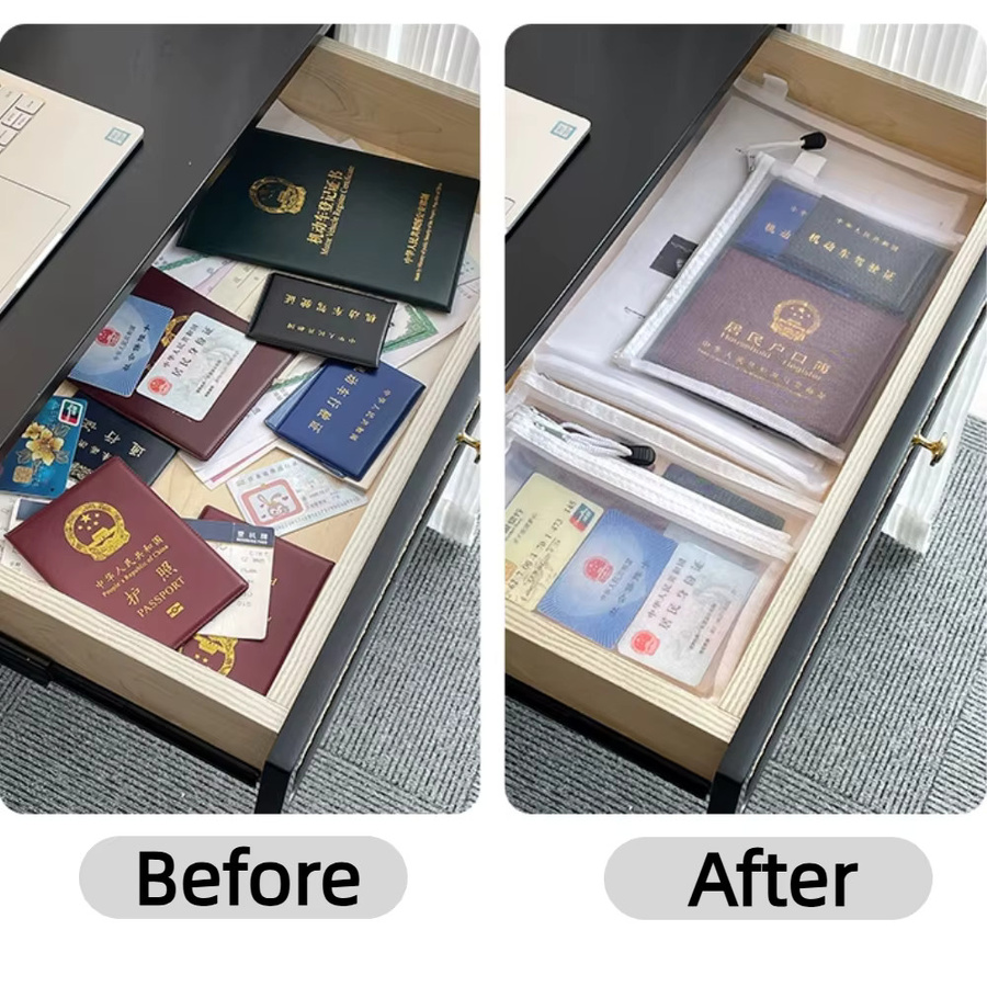 9er Set transparente Mesh Dokumentenmappen mit Reißverschluss für A4, Schule und Büro - Bild 4