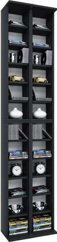 VCM Almera CD DVD Regal in Schwarz aus Holzwerkstoff mit H: 183 cm, B: 42 cm, T: 20 cm - Bild 1