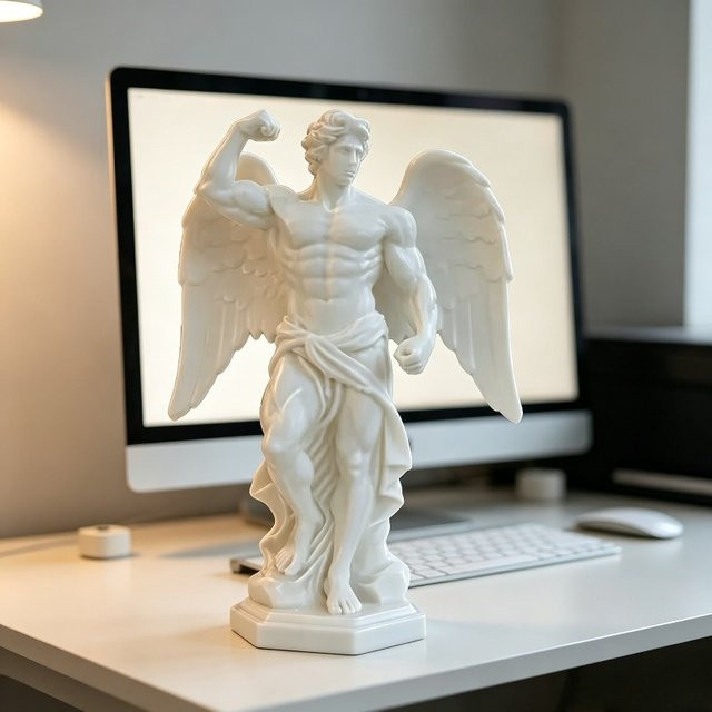 CELEBON Griechische Muskelengel-Statue in Weiß als moderne 3D-Druck Dekoration für dein Zuhause oder dein Büro - Bild 1