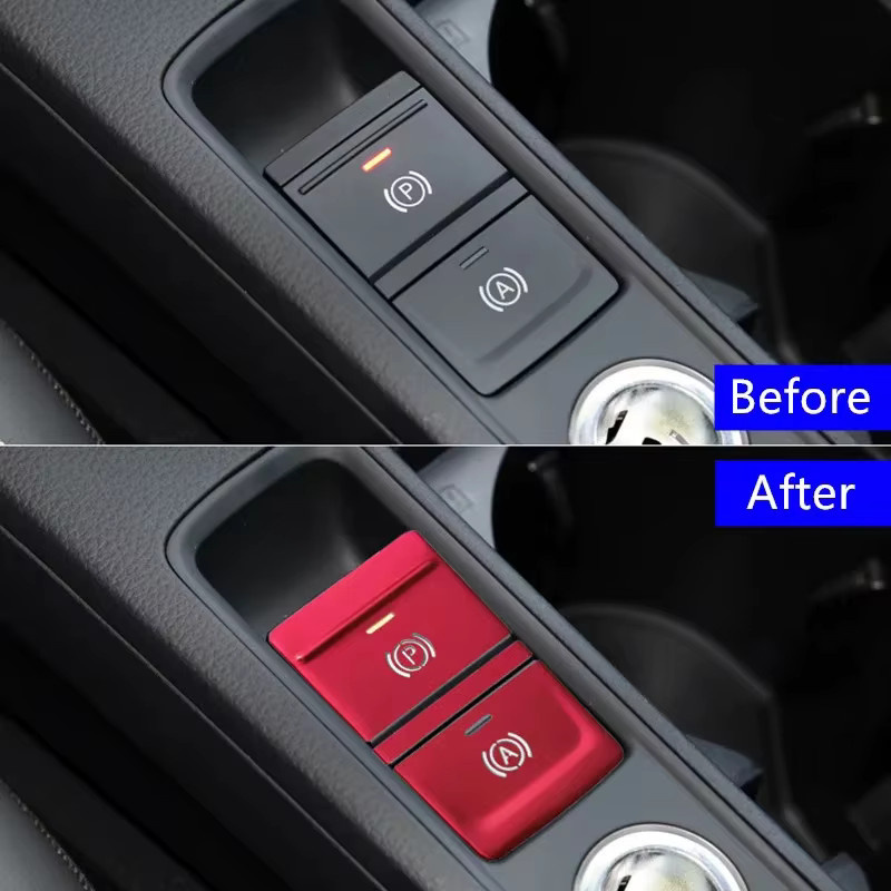 CNORICARC Elektronische Handbremse Abdeckung mit Pailletten Dekoration für Audi Q3 2019 2020 aus Aluminiumlegierung in Rot - Bild 2