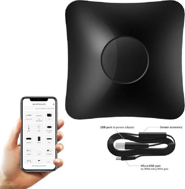 BroadLink RM4 Pro+ HTS2 Universal-Remote-Hub in Schwarz mit Temperatur- und Feuchtigkeitssensor für deine Smart Home-Lösung - Bild 1