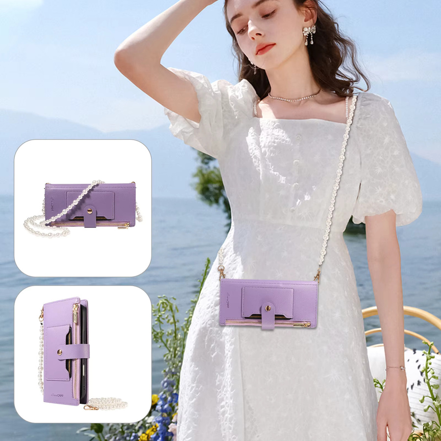Stoßfeste Samsung Handyhülle aus PU-Leder mit Kordelzug in Lila für Galaxy Note10, Note10+, Note20 und Note20 Ultra - Bild 3