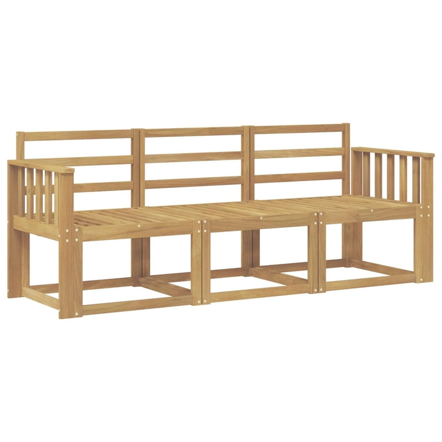 vidaXL Outdoor-Sofagarnitur 3-teilig aus Akazienholz in Weiß, B/T/H: 189,5 x 63 x 73 cm - Bild 2