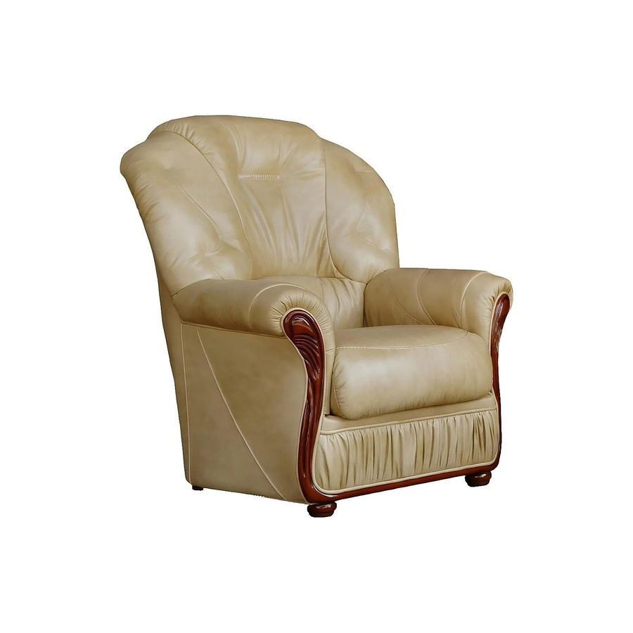 Vente-unique Sessel Daphne in Beige mit gerader Rückenlehne und Armlehnen aus Büffelleder, Höhe: 83 cm - Bild 2