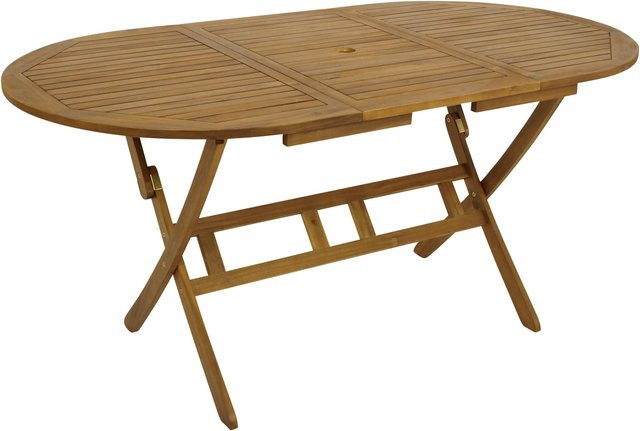 DEGAMO Klapptisch BENITA oval aus Akazie geölt, Farbe Braun, B: 160 cm, T: 85 cm - Bild 1