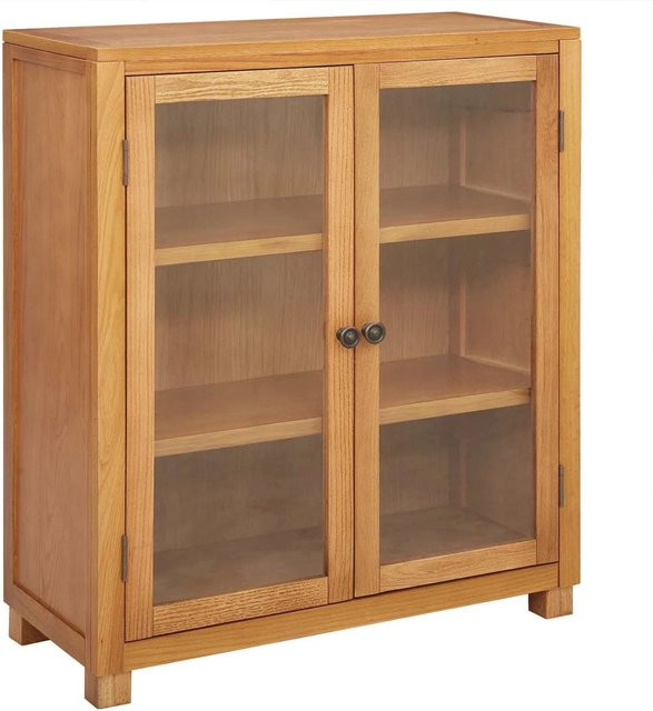 vidaXL Schrank mit Regalfach und Glastüren in Braun, B/T/H: 80 x 35 x 95 cm - Bild 1