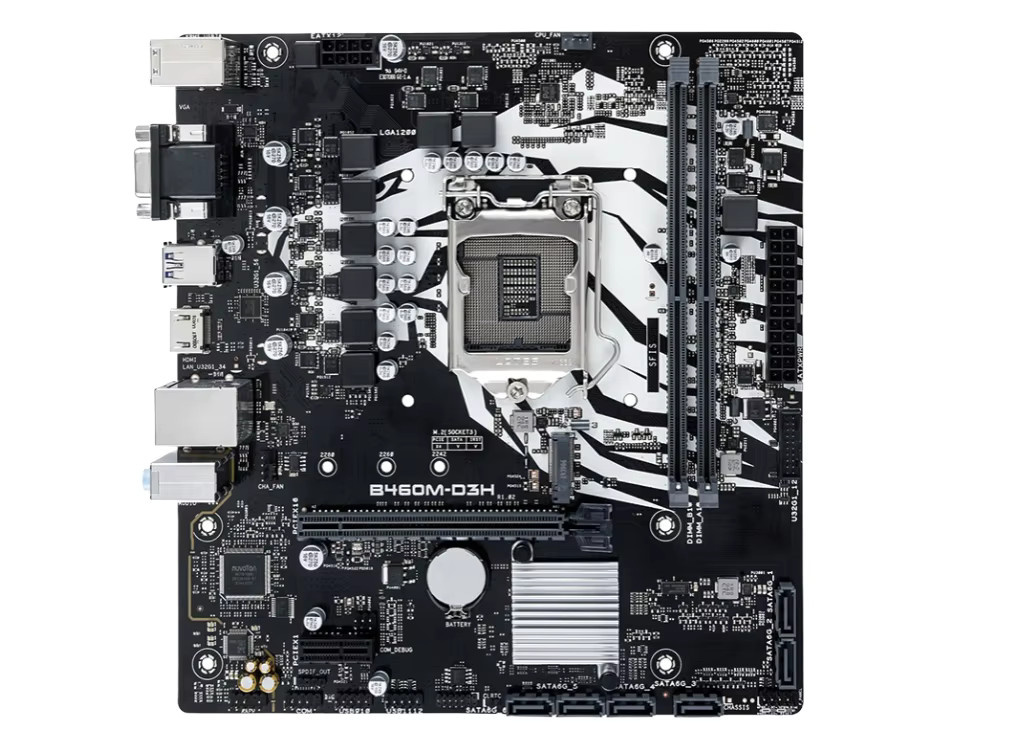 XINRENCHONG B460M-D3H Motherboard Micro ATX mit LGA 1200 Sockel, unterstützt Intel i9-10900K, i7-10700K, i5-10400 und i3-10100 CPUs, DDR4 64GB, M.2, SATA III und HDMI, Schwarz - Bild 3