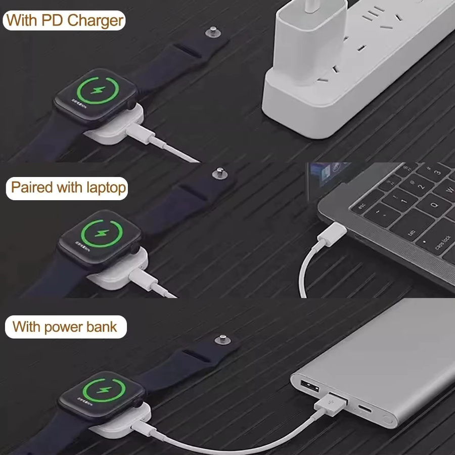 KAFNHCKA Magnetisches kabelloses Ladegerät für Apple Watch mit USB-C Anschluss, Weiß - Bild 4
