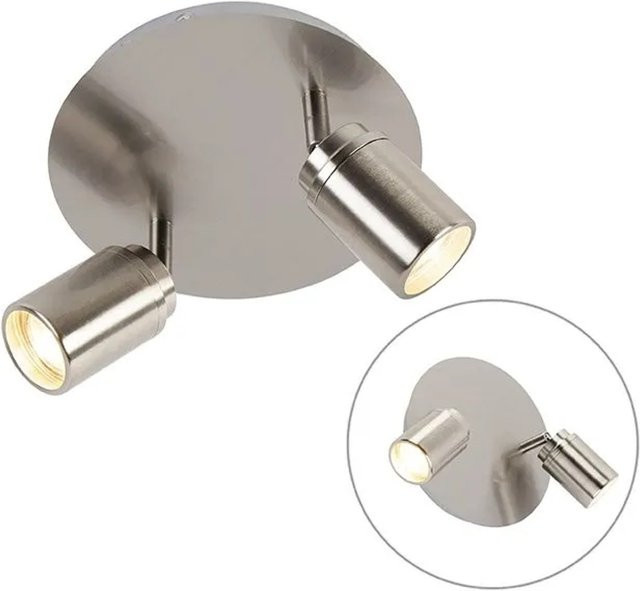 QAZQA Moderner 2-flammiger Badstrahler aus Stahl in Silber, IP44, dimmbar, GU10, B/T/H: 35,0 x 20,0 x 14,0 cm - Bild 1
