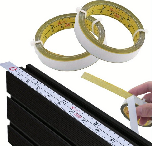 Wnew Klebeband aus Edelstahl als Linealaufkleber in Gelb mit imperialem und metrischem Maßstab - Bild 1