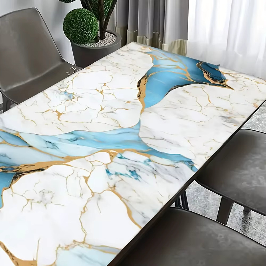 TTOKKONG WALLPAPER Wasserfeste Vinyl-Kontaktpapier Tapete in Blau mit abstraktem Marmor-Design, B/H: 40 x 200 cm - Bild 4