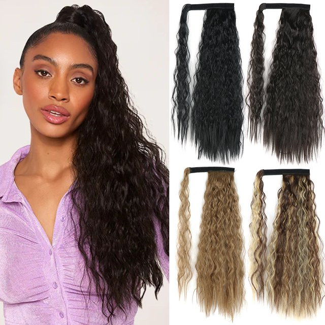 LANSA Pferdeschwanz Haarverlängerung, synthetisch, lang, lockig, schwarzbraun, Damen - Bild 1