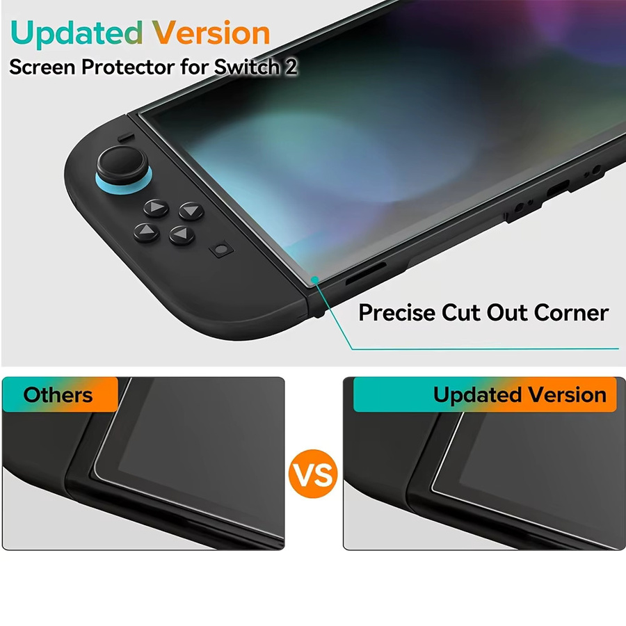 3er-Set HD Displayschutzfolien aus gehärtetem Glas für Nintendo Switch 2, transparent und kratzfest - Bild 4
