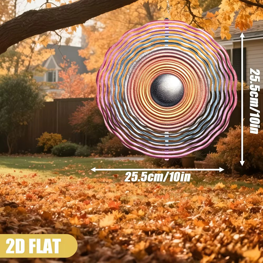 Regenbogen-Spiral-Windspiel von CIFBUY, drehbarer Metall-Haken mit Farbverlauf für die Gartendekoration, Mehrfarbig/Grau - Bild 3