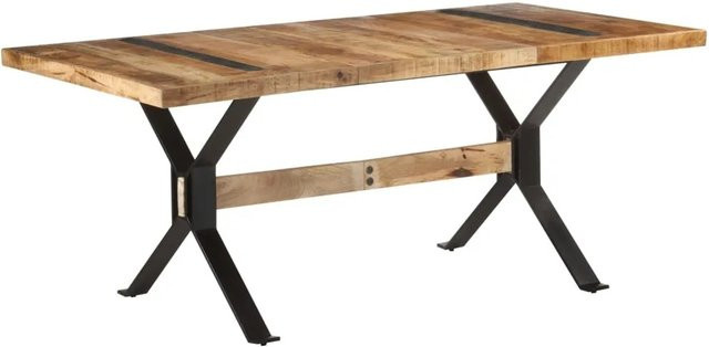 vidaXL Esstisch aus Mangoholz und Stahl in Schwarz und Braun, B/T/H: 180 x 90 x 76 cm - Bild 1