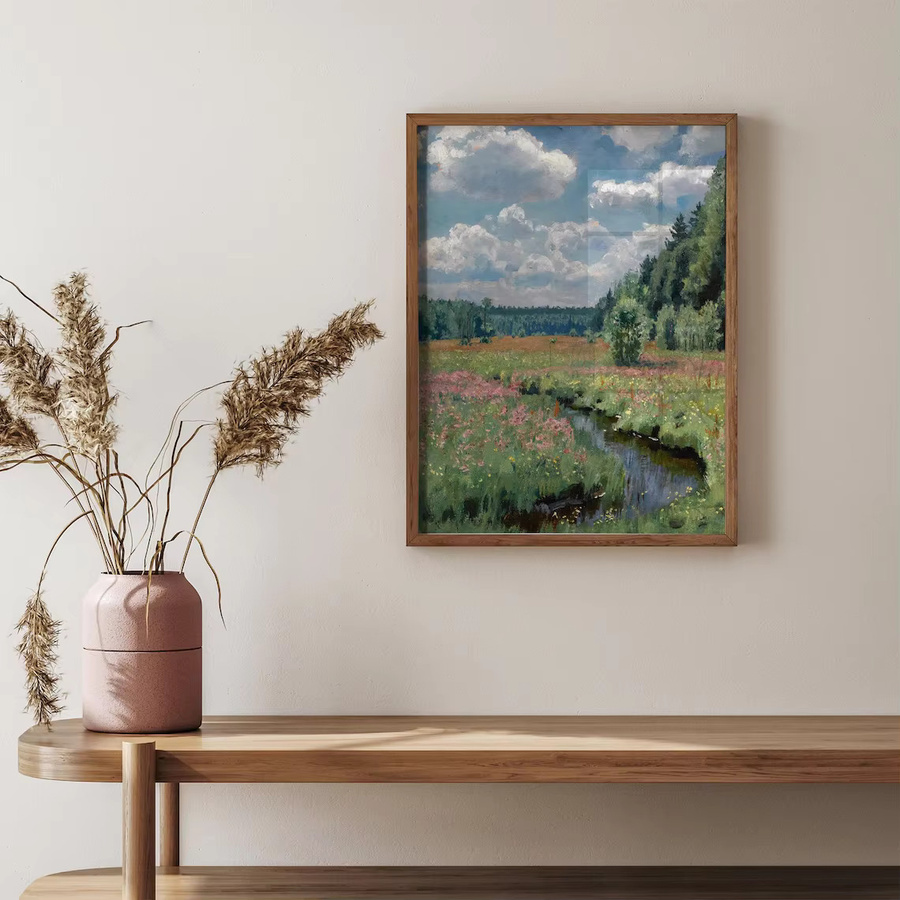 Impressionistische Wandkunst SHENCHEN Sommerwiese mit Blumen und Bach in Mehrfarbig - Bild 3