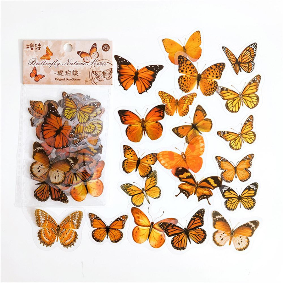Love Home Garden Bunte Schmetterling Pflanzen Aufkleber aus PET für Scrapbooking und Tagebuch, 40 Stück, Mehrfarbig - Bild 2