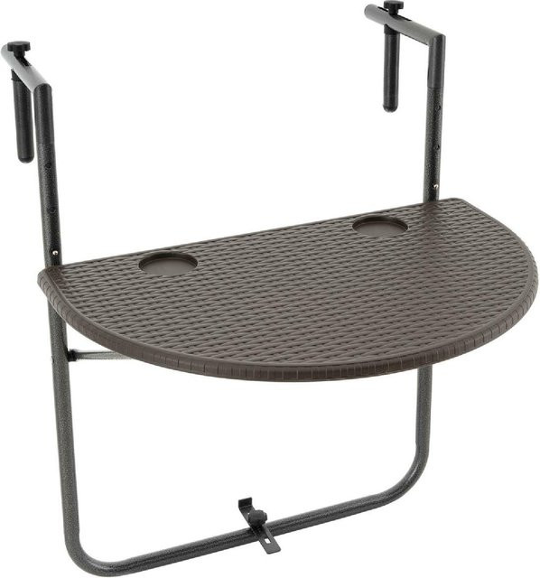 VCM Balkonhängetisch aus Polyrattan in Braun, klappbarer Wandtisch, H: 83 cm, B: 59 cm, T: 63 cm - Bild 1