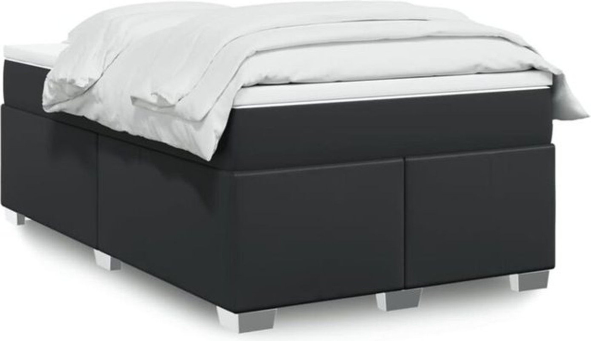 vidaxl Boxspringbett mit Matratze aus Kunstleder in Schwarz, B/T/H: 190 x 120 x 46 cm - Bild 1