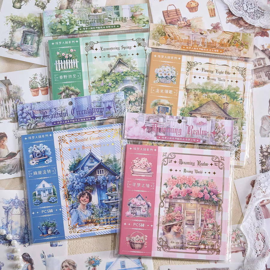 Leaffei Fantasy Realm Collection Journaling-Aufkleber, 50 dekorative Etiketten in Multicolour für Scene Making - Bild 1