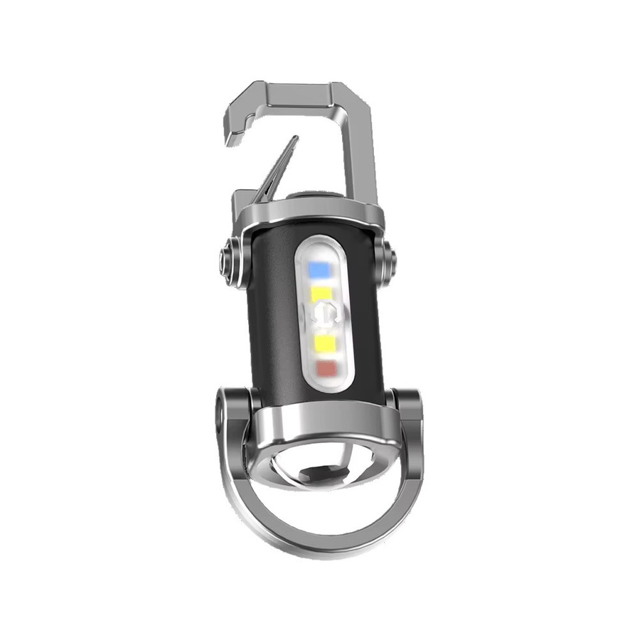APWIKOGER Multifunktionale Mini-Taschenlampe mit USB-C, wiederaufladbare COB-Schlüsselanhänger-Taschenlampe in Schwarz und Silber, wasserdicht und tragbar für Camping und Wandern - Bild 2