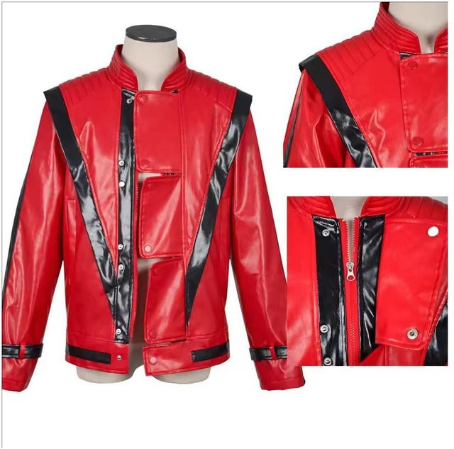 Cosfans Michael Jackson Thriller Grusel-Kostüm, Rote Lederjacke, Unisex - Bild 1
