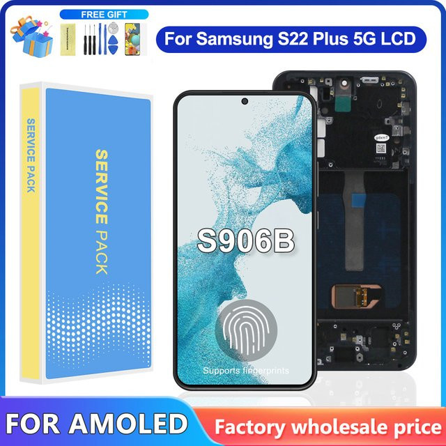 Samsung AMOLED Display mit Rahmen für S22 Plus 5G LCD Touchscreen Digitizer Ersatzteil in Schwarz - Bild 1