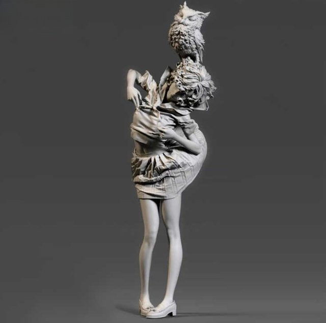 GK Owl and Girl, 1/6 Resin-Soldatenmodell, unmontiertes und unbemaltes DIY-Set - Bild 1