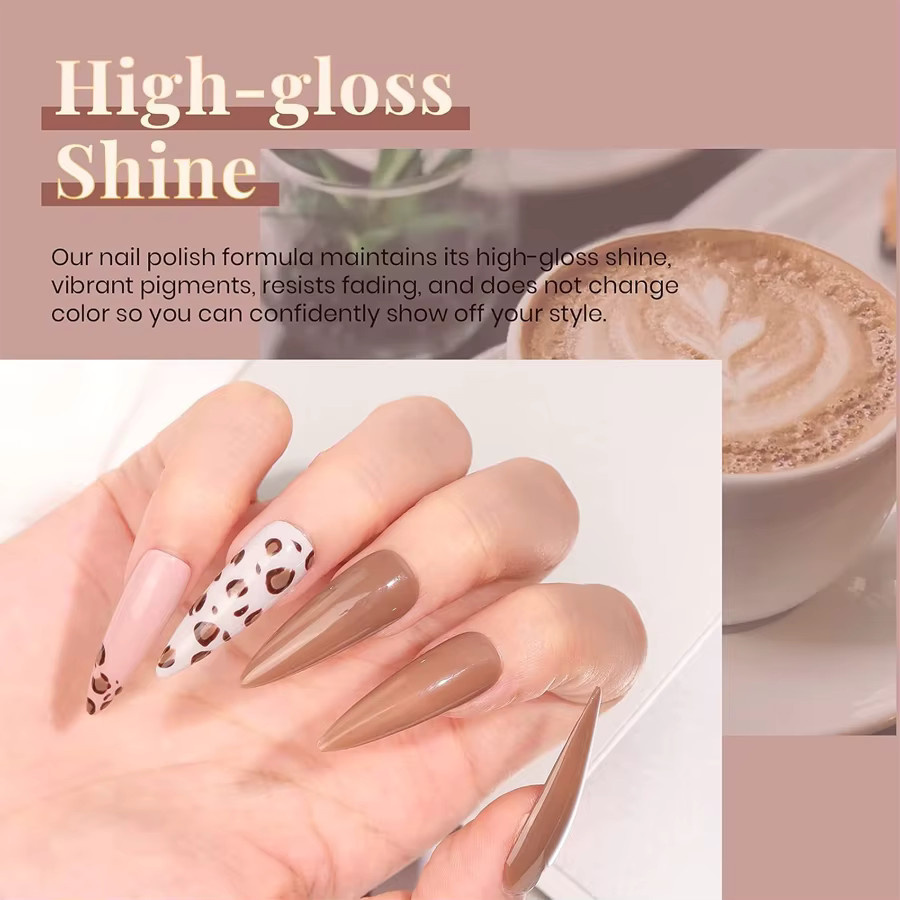 QAZIXU Gel-Nagellack-Set Milchtee-Farben, Glänzend, 10 ml - Bild 3