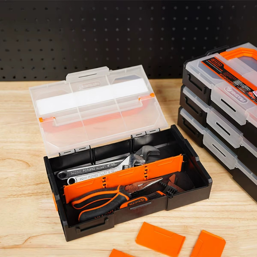Stapelbarer Organizer-Koffer für Kleinteile und elektronische Komponenten in Schwarz aus Kunststoff - Bild 2