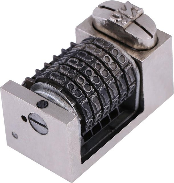 5er Set 6-stellige Nummerierungsmaschine Platten mit römischen Ziffern in Grau aus Metall - Bild 1
