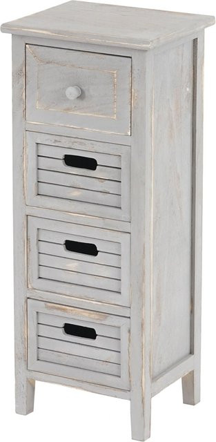 MCW Kommode mit 4 Schubladen im Shabby-Look Vintage aus Paulowniaholz, Grau, B/T/H: 74 x 30 x 25 cm - Bild 1