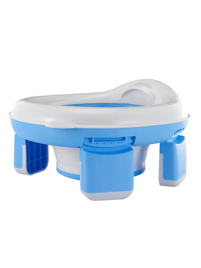 3-in-1 Baby-Töpfchentrainer Reise-Toilettensitz aus Silikon, faltbar und tragbar, Blau - Bild 3