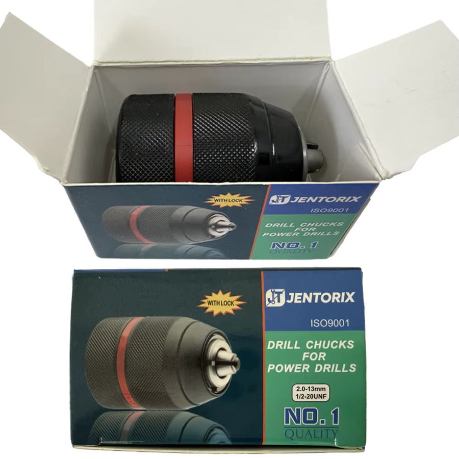 JENTORIX Metall-Schlüsselloses Bohrfutter, 3-Backen-Selbstsperrendes Ratschenfutter mit 1/2-20UNF Gewinde, Schwarz, Spannbereich 2 mm - 13 mm - Bild 2