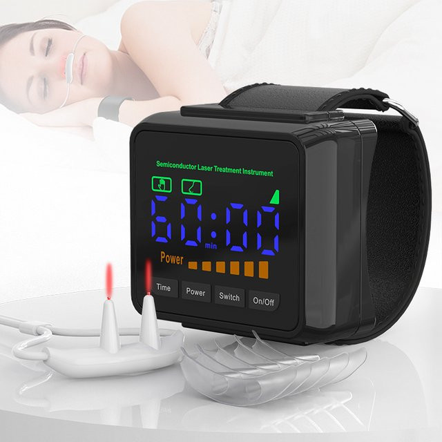 KTS Laser-Therapie-Uhr mit 650nm Halbleiter-Laser zur Behandlung von Rhinitis und Bluthochdruck in Schwarz - Bild 1