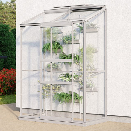 Vitavia Anlehn-Gewächshaus Styx 900 in Silber mit ESG-Glas und Aluminiumrahmen, B/H/T: 130,6 x 182,3 x 68,8 cm