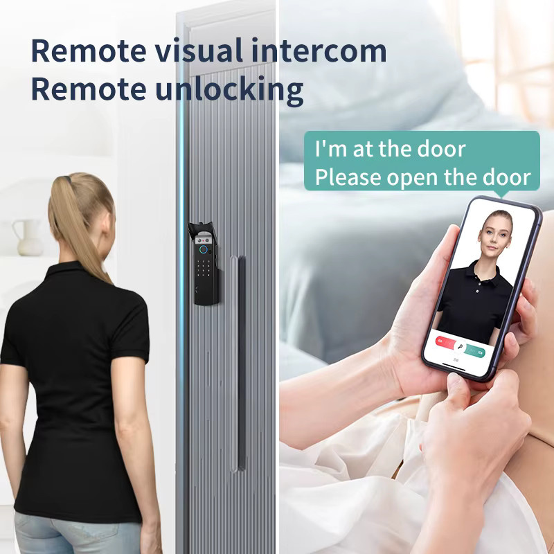 ZhdCookey Smart Türschloss mit Video-Intercom, 3D-Gesichtserkennung, Fingerabdruck, Passwort, IC-Karte und Tuya Smart Home App Anbindung, wasserdicht, in Schwarz oder Silber - Bild 2