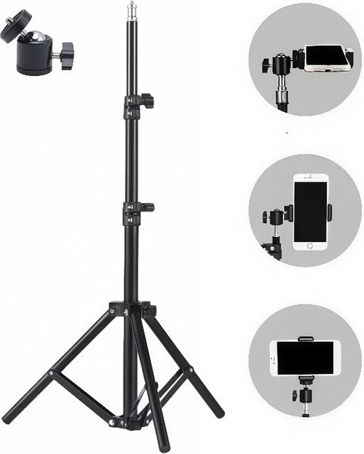Multifunktionales Handy Stativ in Schwarz für Live Support, Foto und Videoaufnahmen, H x B x T: 160 x 120 x 55 cm - Bild 1