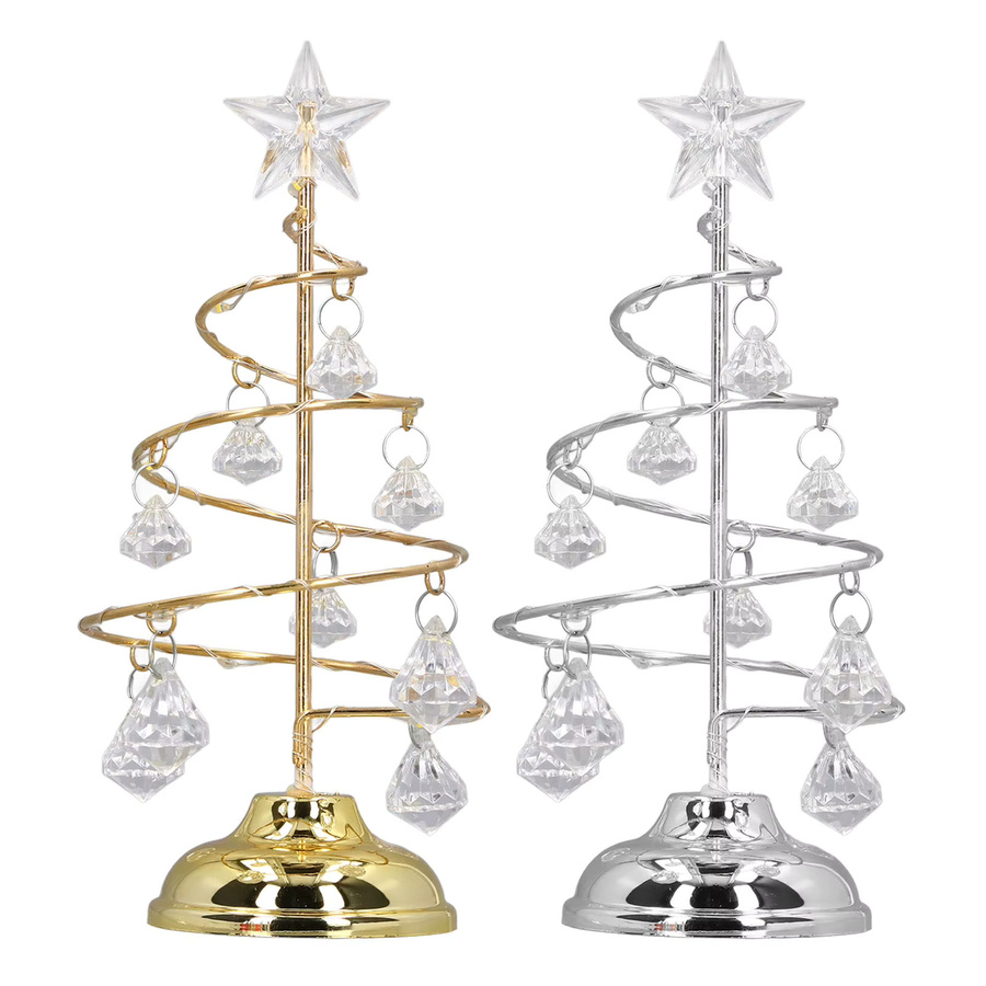 TOPINCN LED Weihnachtsbaum Lampe mit Kristall-Ornament in Silber aus Metall - Bild 2