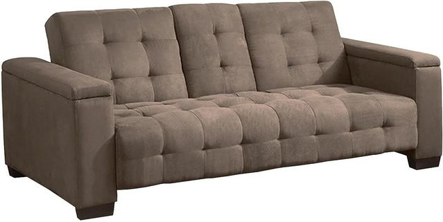 Vente-unique Schlafsofa Devonshire in Braun mit Mikrofaser und Punktsteppung, Breite: 218 cm - Bild 1