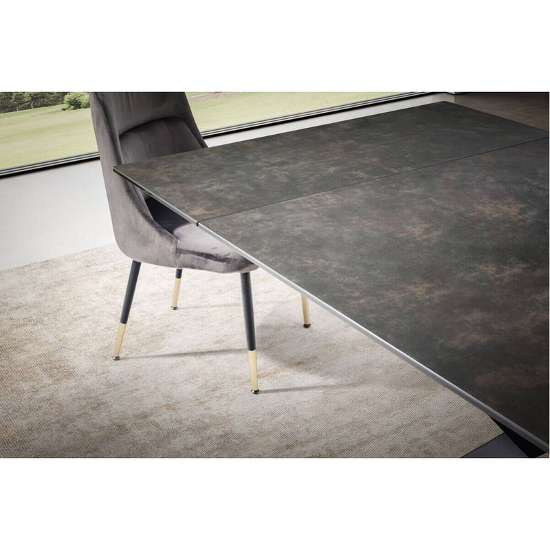 Moderner Esstisch in Schwarz Marmor Optik aus Keramik und gehärtetem Glas, ausziehbar, B/T/H: 180 x 76 x 95 cm - Bild 5