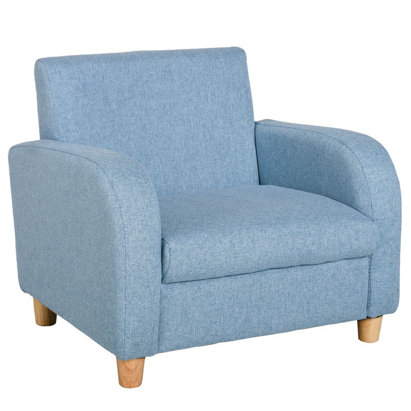HOMCOM Kindersessel aus Leinen und Schaumstoff mit Holzfüßen in Blau, B/T/H: 49 x 45 x 44,5 cm - Bild 6