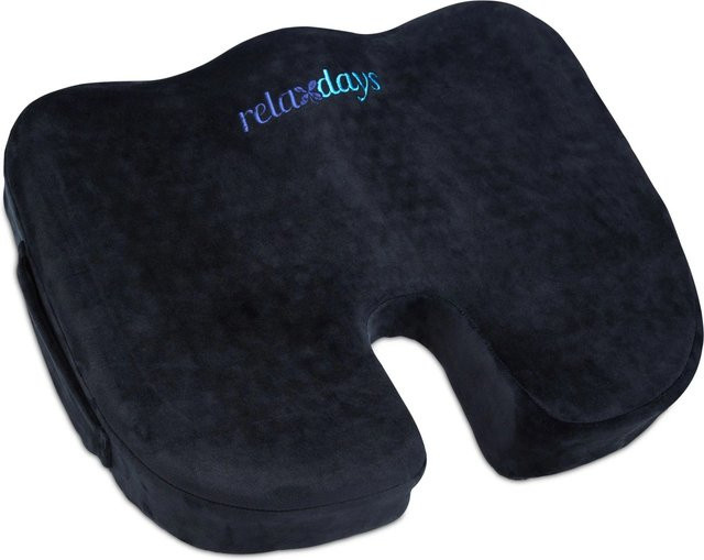 Ergonomisches Relaxdays Sitzkissen aus Memory-Schaum in Schwarz mit abnehmbarem Bezug, B/T/H: 46 x 36 x 7 cm - Bild 1