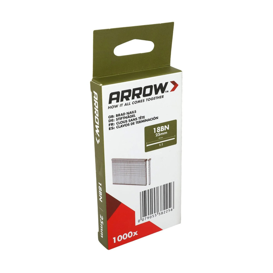 Arrow Tackernägel 18BN aus verzinktem Stahl, 25 mm, 1.000 Stück, Silber/Grau - Bild 2
