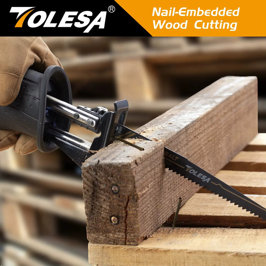 Tolesa 5-teiliges Sägeblatt-Set für Stichsägen aus Bimetall mit Kobalt für Holzfenster und Türen, 6 TPI, Schwarz - Bild 5