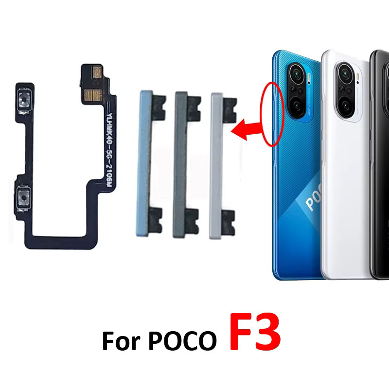 Xiaomi Poco Pocophone F3 Lautstärketasten-Flexkabel für die Reparatur der Lautstärkeregler in Schwarz - Bild 2