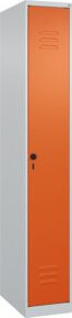 C+P Spind Classic PLUS mit 1 Abteil und Sicherheits-Drehriegel, Farbe Lichtgrau/Reinorange, H x B x T: 185 x 30 x 50 cm - Bild 1