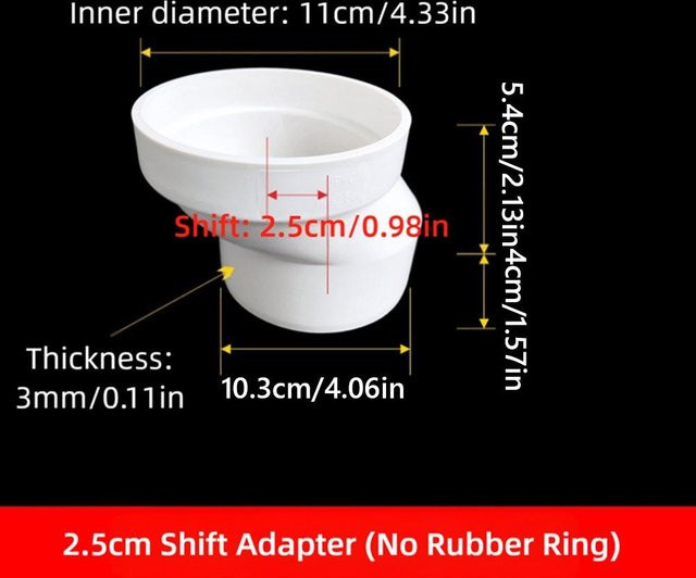 Laijing Toilettenspülrohr Offset-Flanschadapter mit Offset-Design in Weiß, 110 mm Durchmesser, Reduzierstück aus Kunststoff - Bild 1